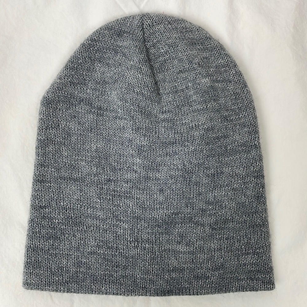 Gray Women's/Girls Beanie with Silver Metallic Thread - One Size